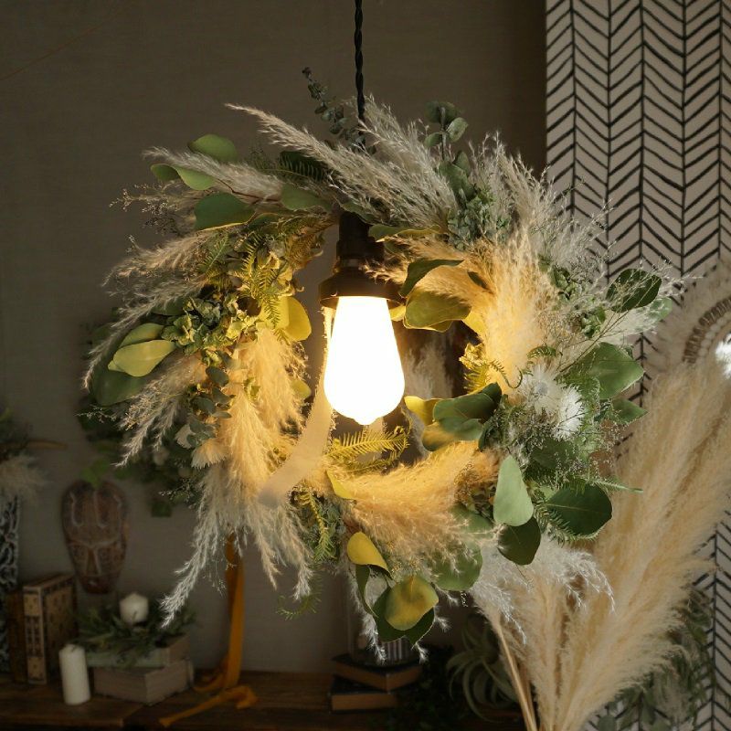 ドライフラワー照明・1灯式ペンダントライト（直径約45cm  